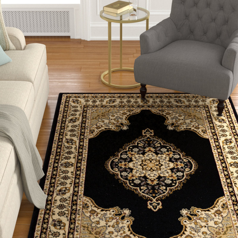 Astoria Grand Benny Oriental Beige/Black Area Rug & Reviews Wayfair